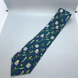 Tie Save The Children Green Blue Artwork patterned Wimbledon Necktie 59 x 4 VGC